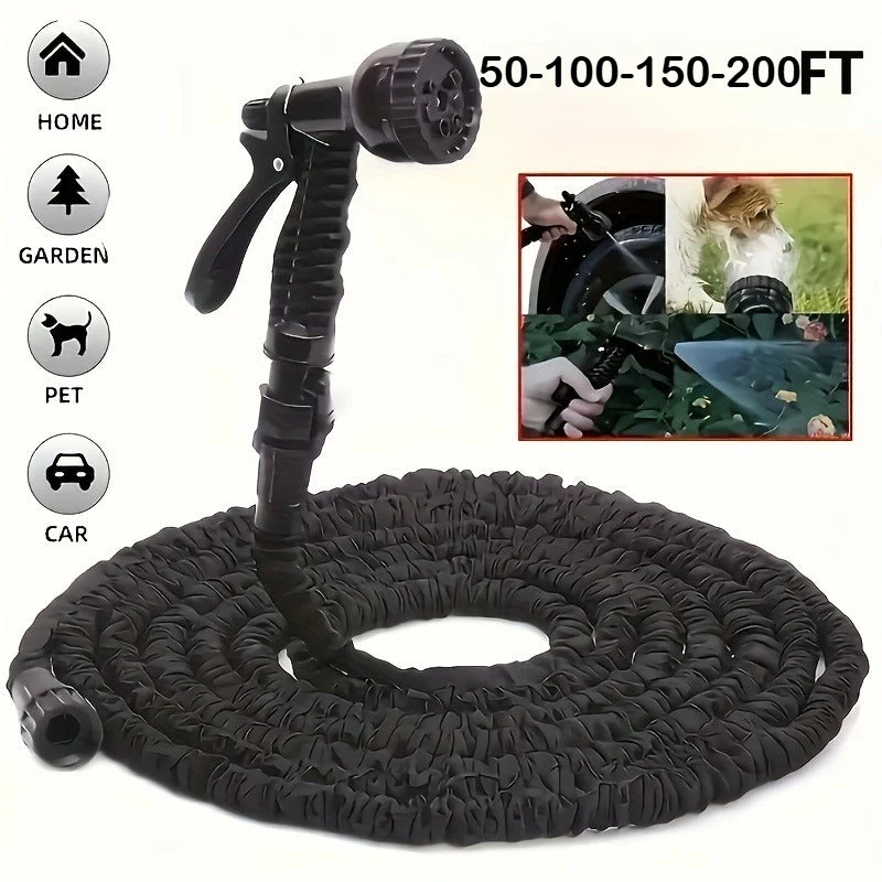 Euroselle High-Pressure Garden Hose With Nozzle For Outdoor Cleaning