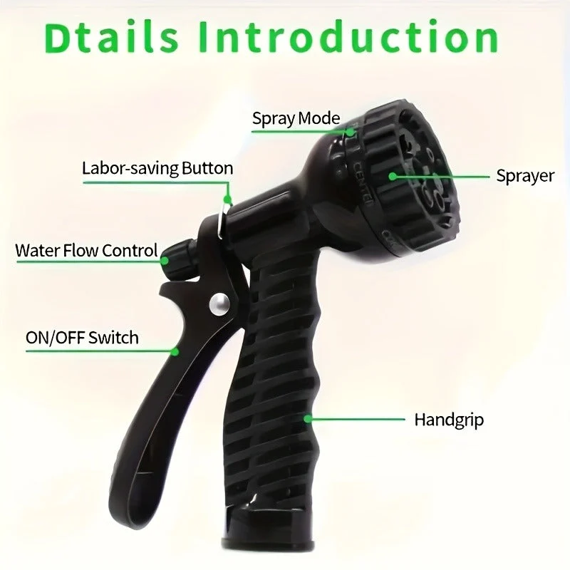 Euroselle High-Pressure Garden Hose With Nozzle For Outdoor Cleaning