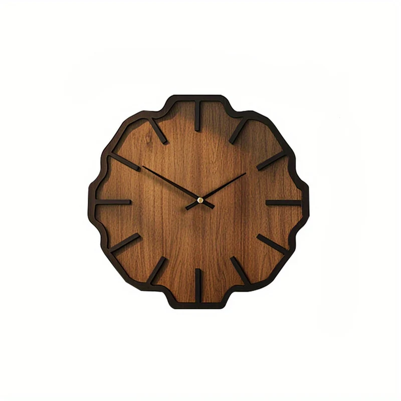 Euroselle Decorative Irregular Wooden Wall Clock Battery Operated