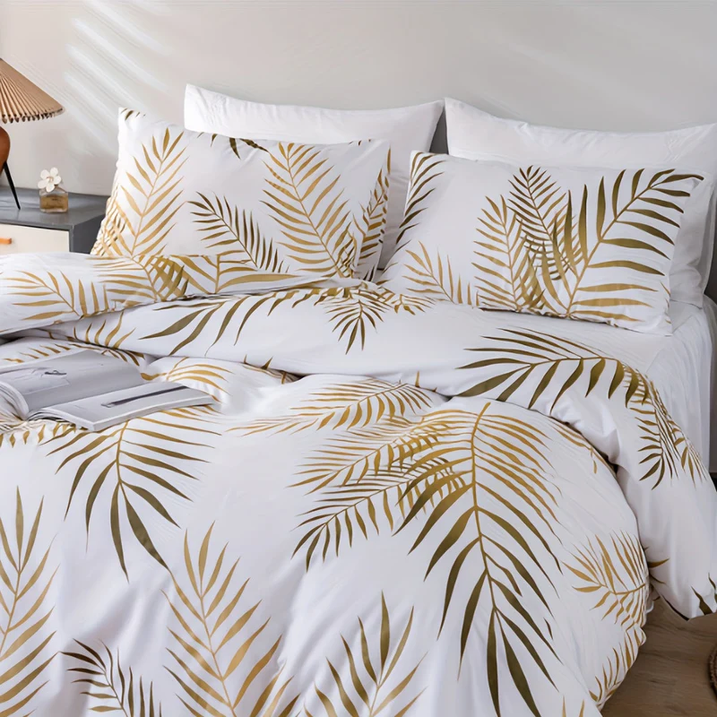 Euroselle Leaf Print Soft Duvet Cover Set For Bedroom