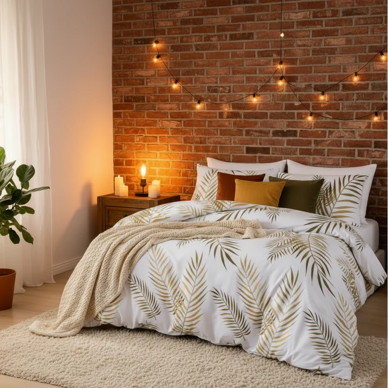 Euroselle Leaf Print Soft Duvet Cover Set For Bedroom