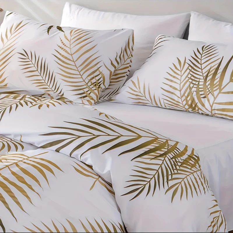 Euroselle Leaf Print Soft Duvet Cover Set For Bedroom