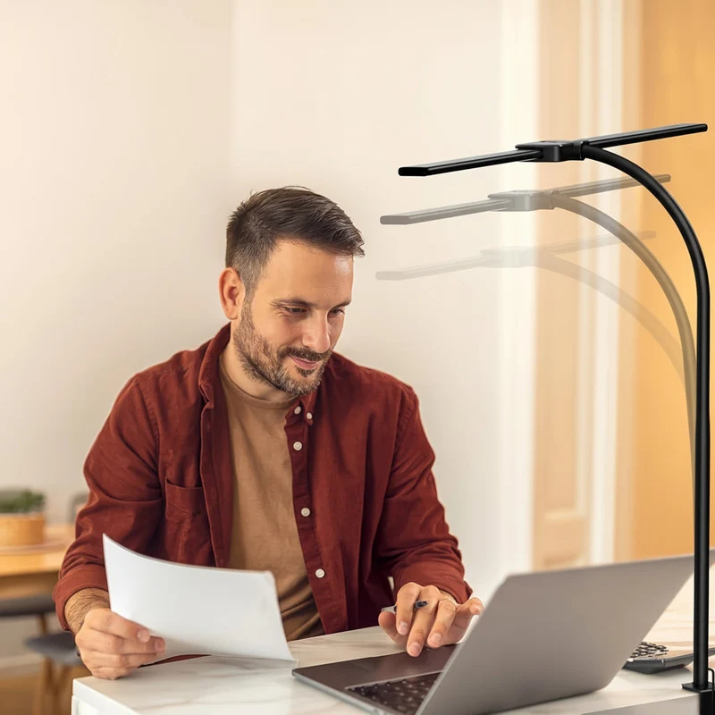 Euroselle USB Powered Dual-Head LED Table Lamp With Flexible Gooseneck