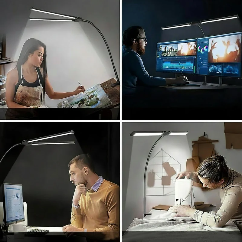 Euroselle USB Powered Dual-Head LED Table Lamp With Flexible Gooseneck