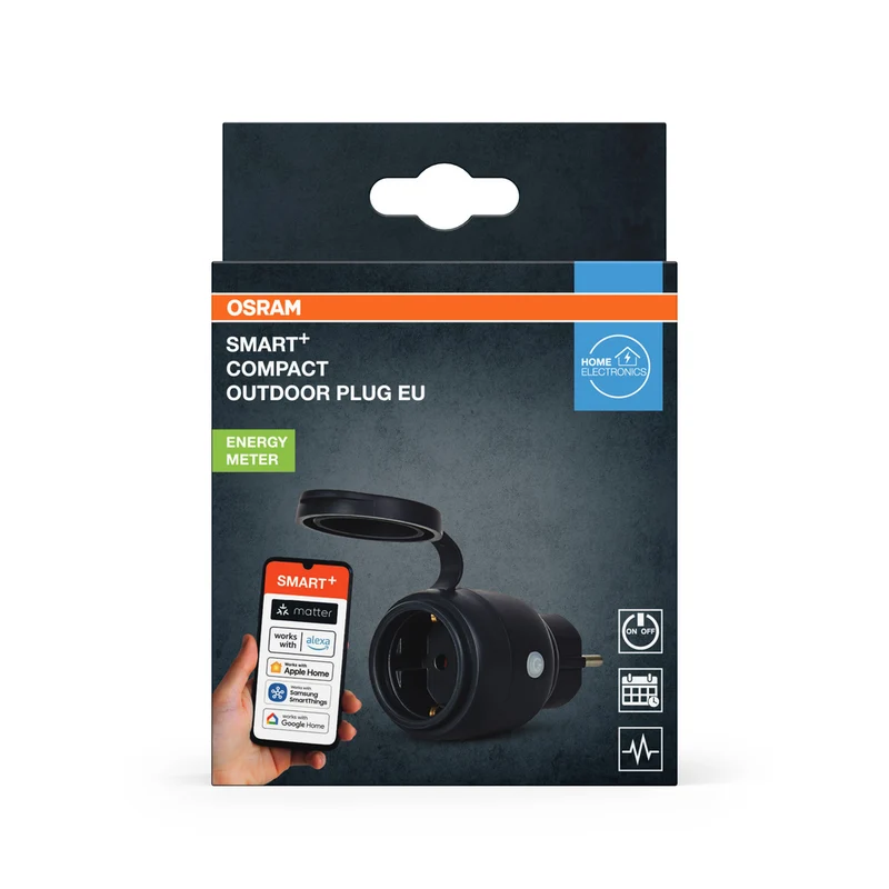 OSRAM Matter SMART+ COMPACT Plug smarte Outdoor Steckdose, schwarz