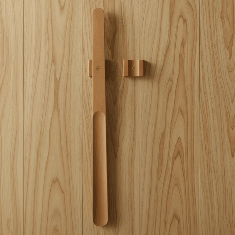 Euroselle Extra Long Wooden Shoe Horn With Ergonomic Handle And Magnetic Storage For Upright Comfort