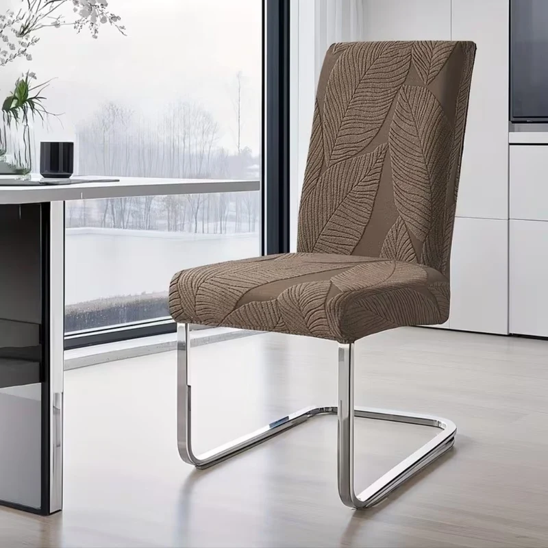 Euroselle Soft Stretch Leaf Pattern Chair Covers For Effortless Chair Renewal