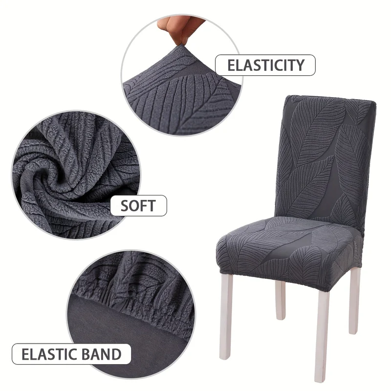 Euroselle Soft Stretch Leaf Pattern Chair Covers For Effortless Chair Renewal
