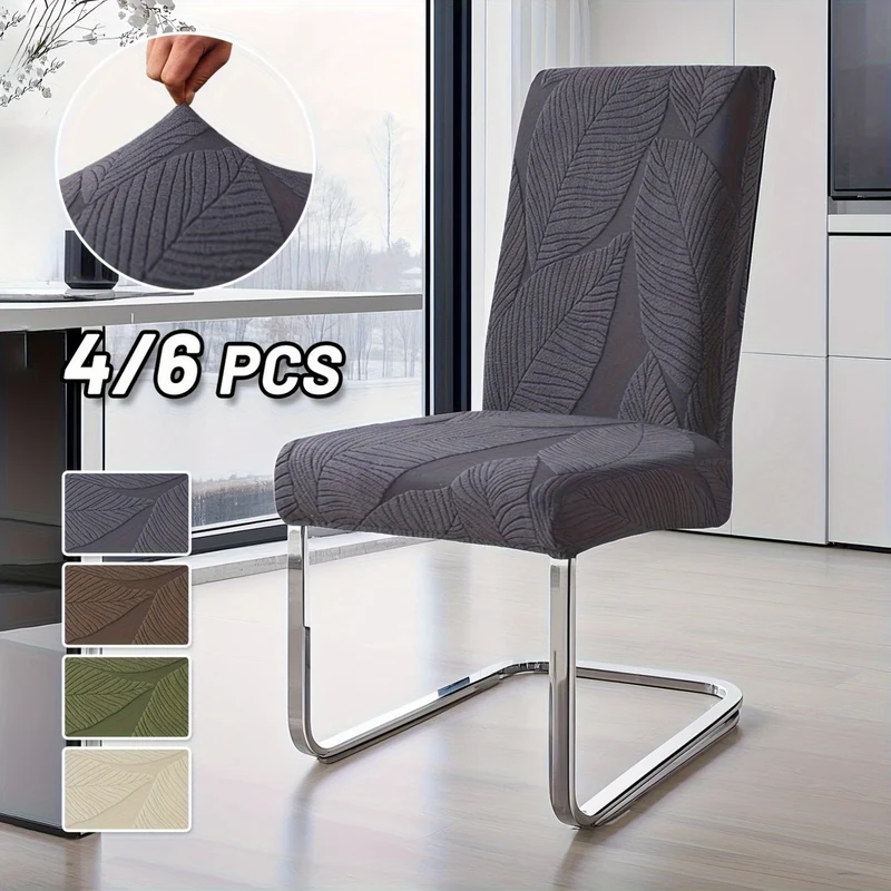 Euroselle Soft Stretch Leaf Pattern Chair Covers For Effortless Chair Renewal