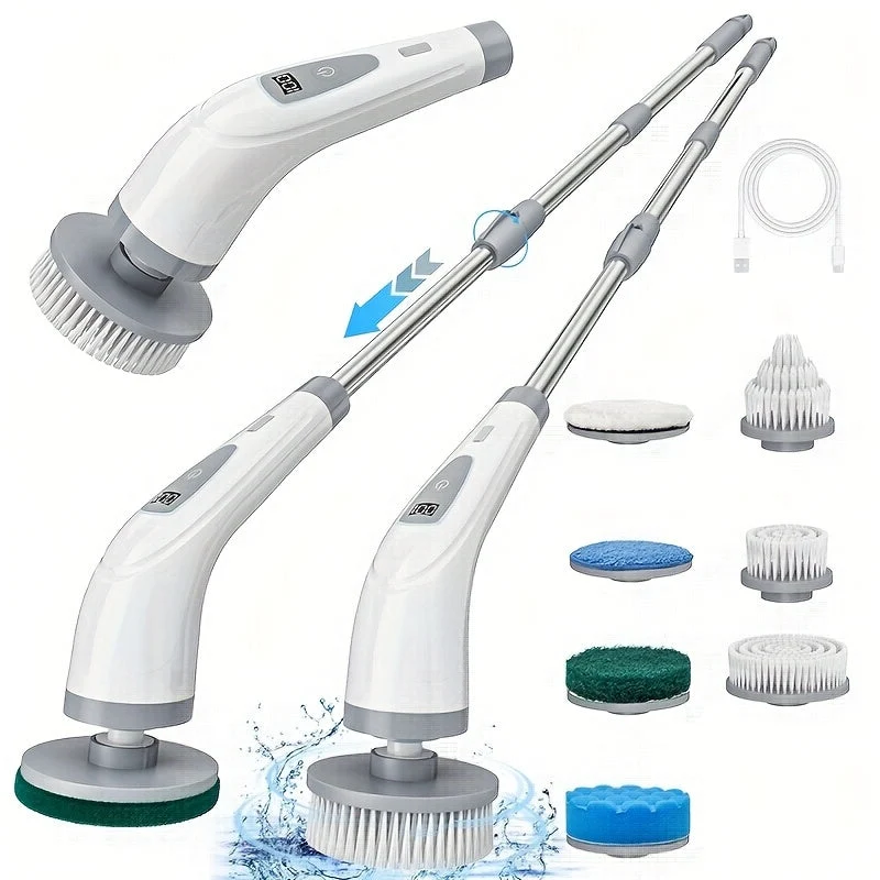 Euroselle Rechargeable Electric Spin Scrubber With Detachable Handle