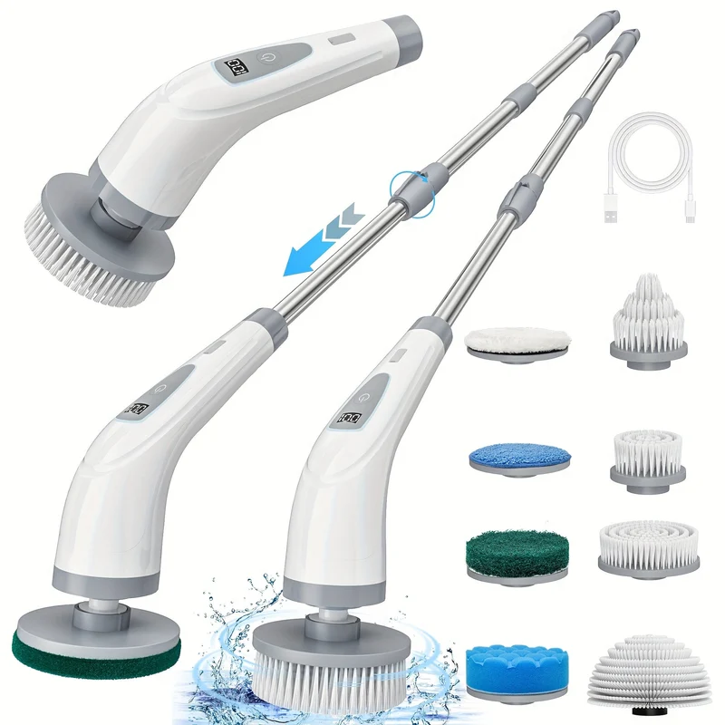 Euroselle Rechargeable Electric Spin Scrubber With Detachable Handle