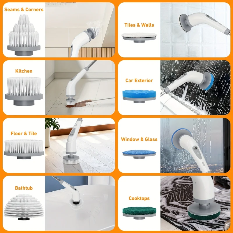 Euroselle Rechargeable Electric Spin Scrubber With Detachable Handle