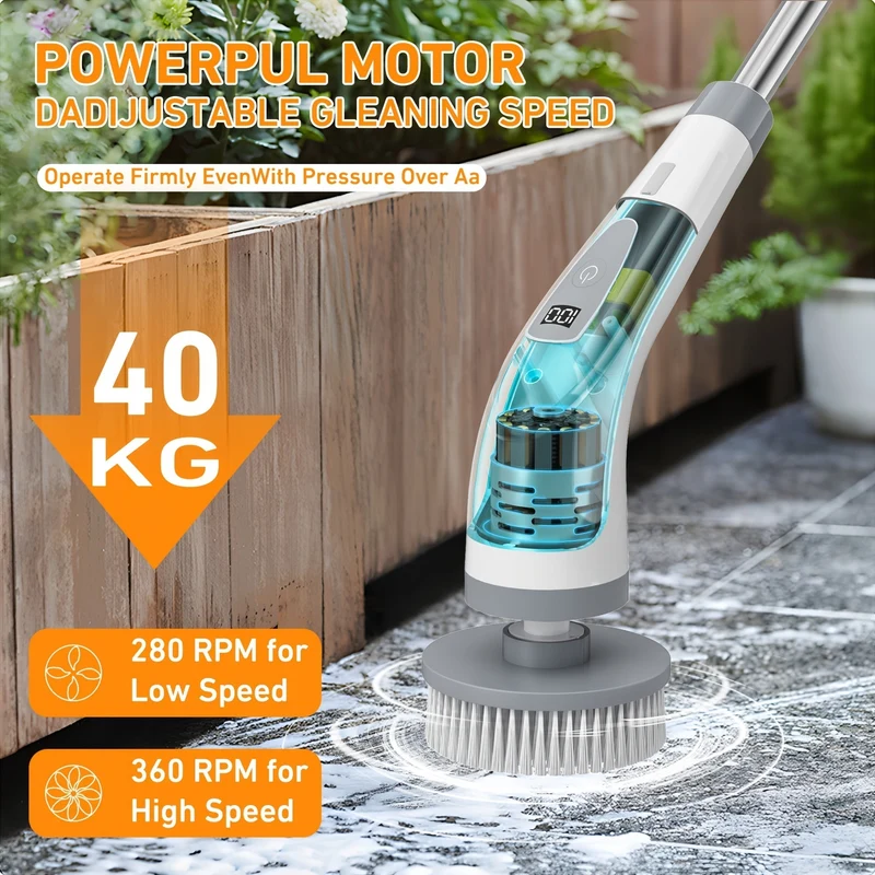 Euroselle Rechargeable Electric Spin Scrubber With Detachable Handle
