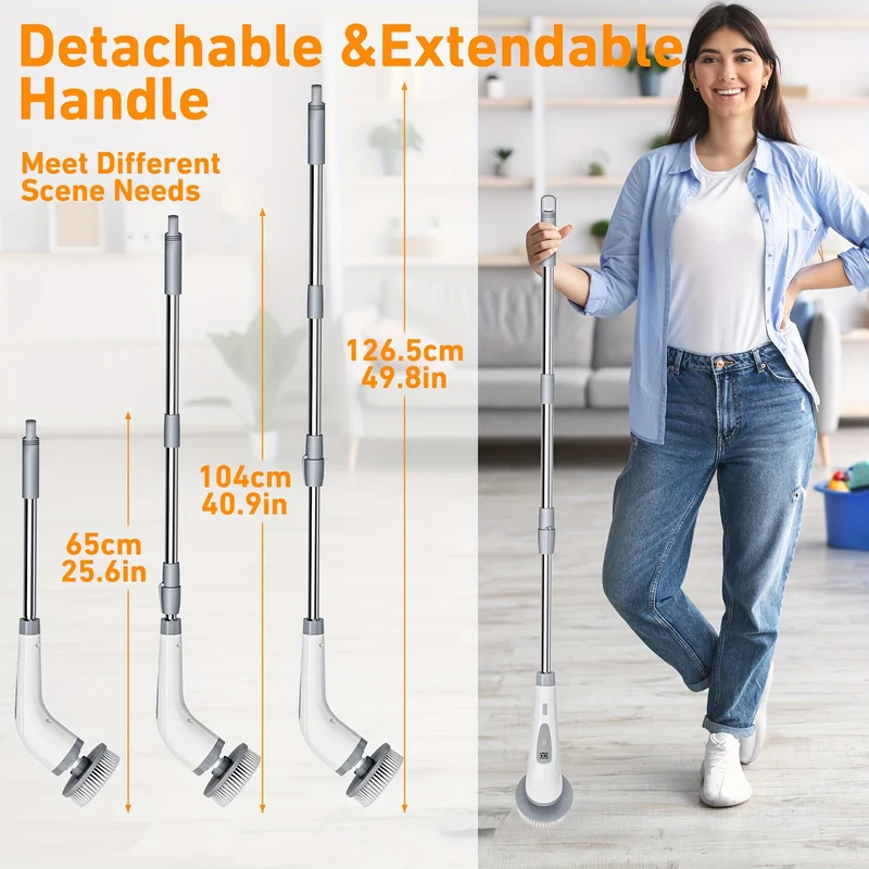 Euroselle Rechargeable Electric Spin Scrubber With Detachable Handle