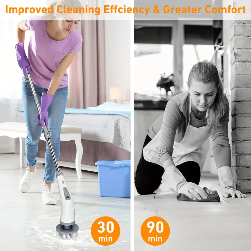 Euroselle Rechargeable Electric Spin Scrubber With Detachable Handle