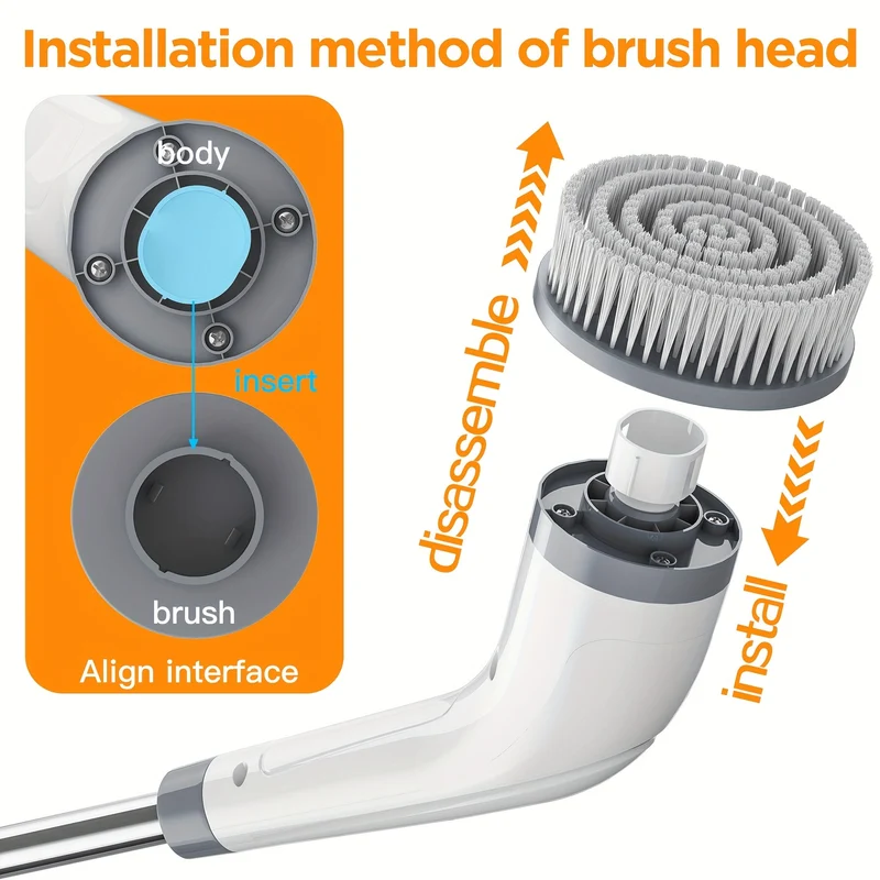Euroselle Rechargeable Electric Spin Scrubber With Detachable Handle