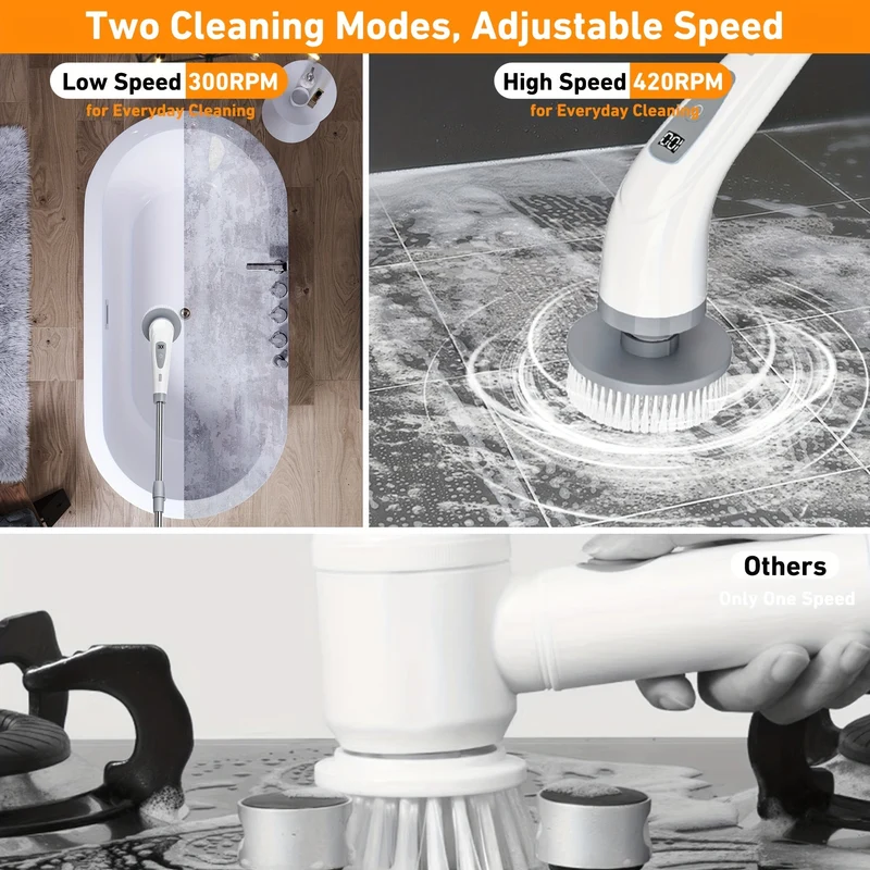 Euroselle Rechargeable Electric Spin Scrubber With Detachable Handle