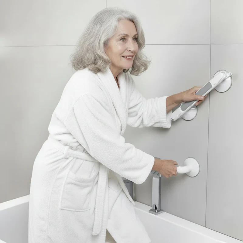 Euroselle Toolless Shower Grab Bar With Suction Mount