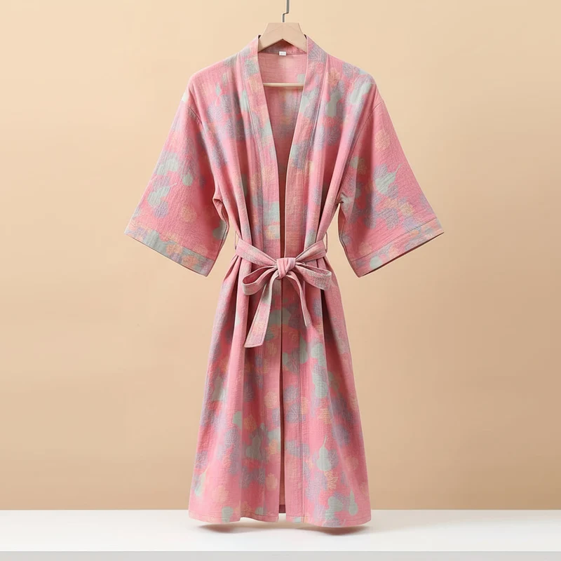 Euroselle Premium Pajama Set In 100% Cotton Double-Layer Gauze, Unisex Mid-Length For All Seasons