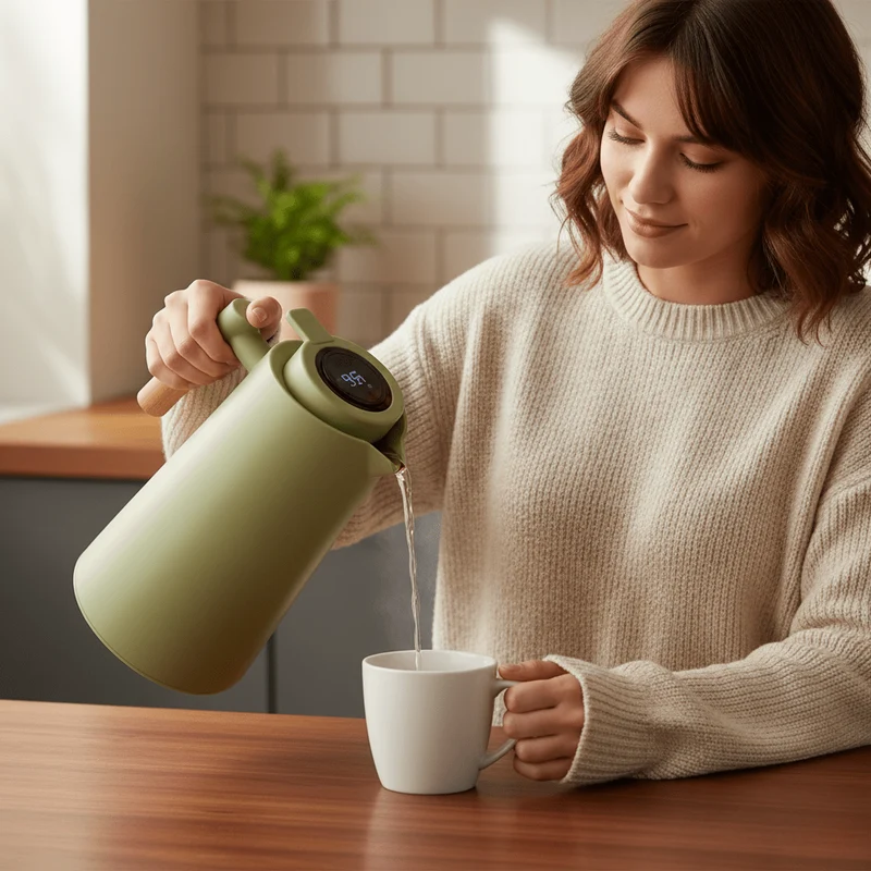 Euroselle Smart Temperature Display Thermos Flask With Digital Lid