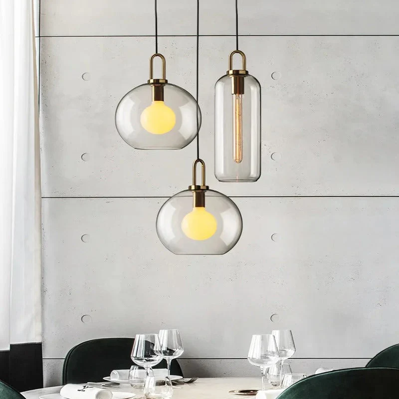 Lumina Glass Accent Light Euroselle With Frosted Gray Or Clear Shade And Brass Details