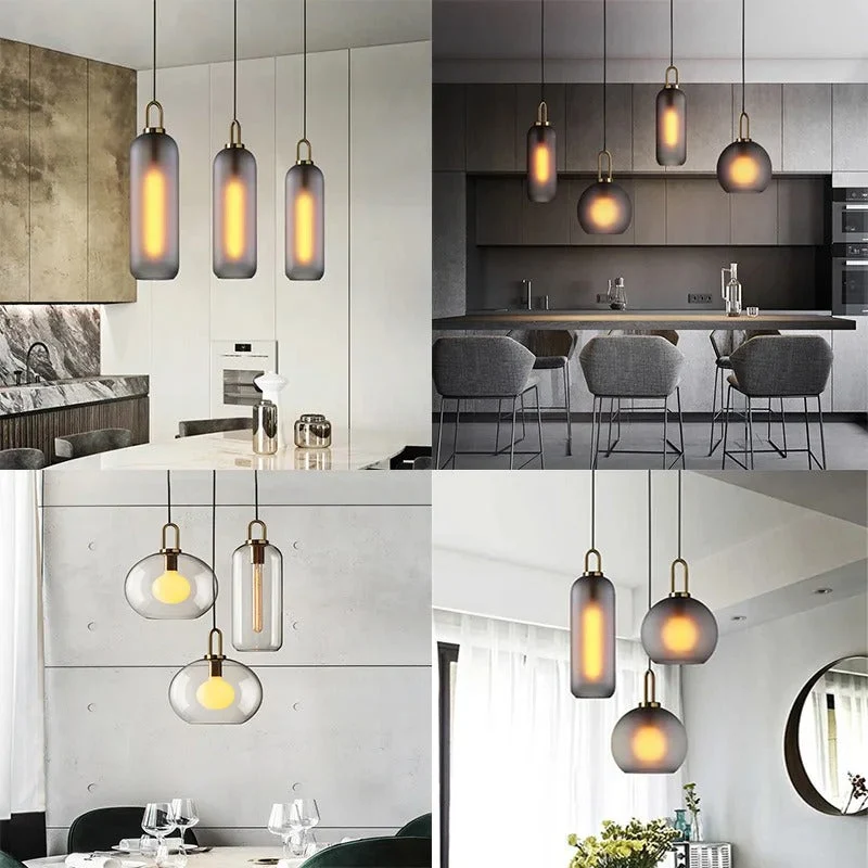 Lumina Glass Accent Light Euroselle With Frosted Gray Or Clear Shade And Brass Details