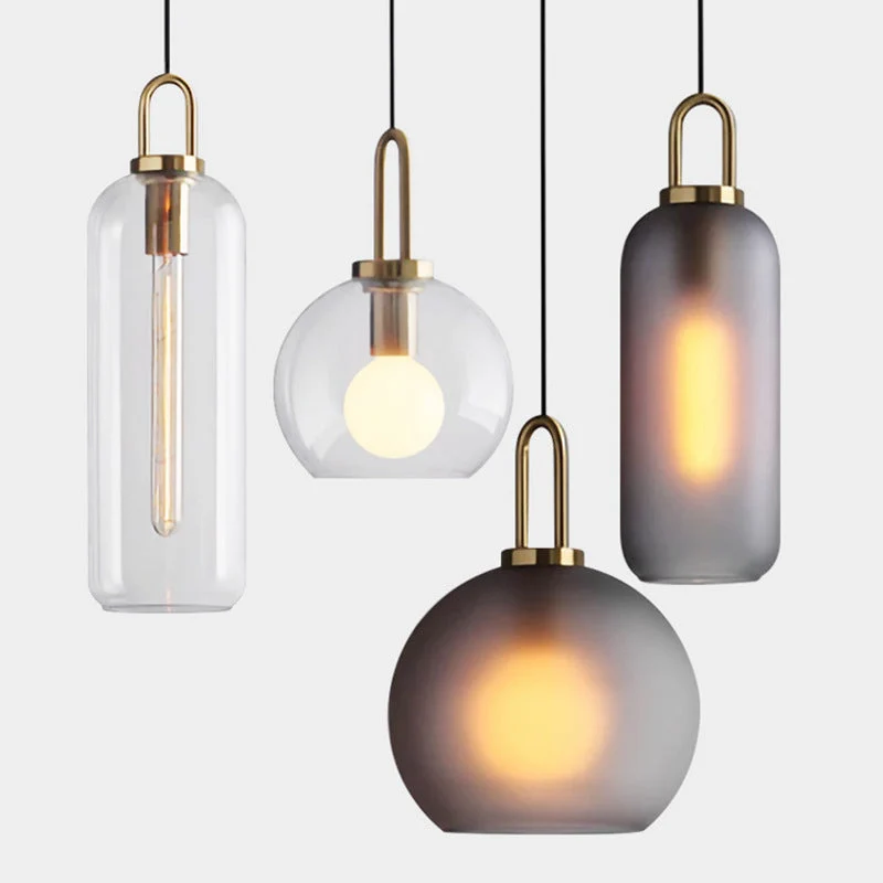 Lumina Glass Accent Light Euroselle With Frosted Gray Or Clear Shade And Brass Details