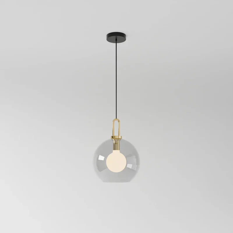 Lumina Glass Accent Light Euroselle With Frosted Gray Or Clear Shade And Brass Details