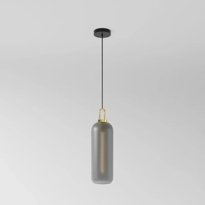 Lumina Glass Accent Light Euroselle With Frosted Gray Or Clear Shade And Brass Details