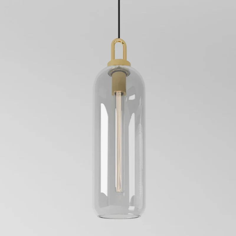 Lumina Glass Accent Light Euroselle With Frosted Gray Or Clear Shade And Brass Details
