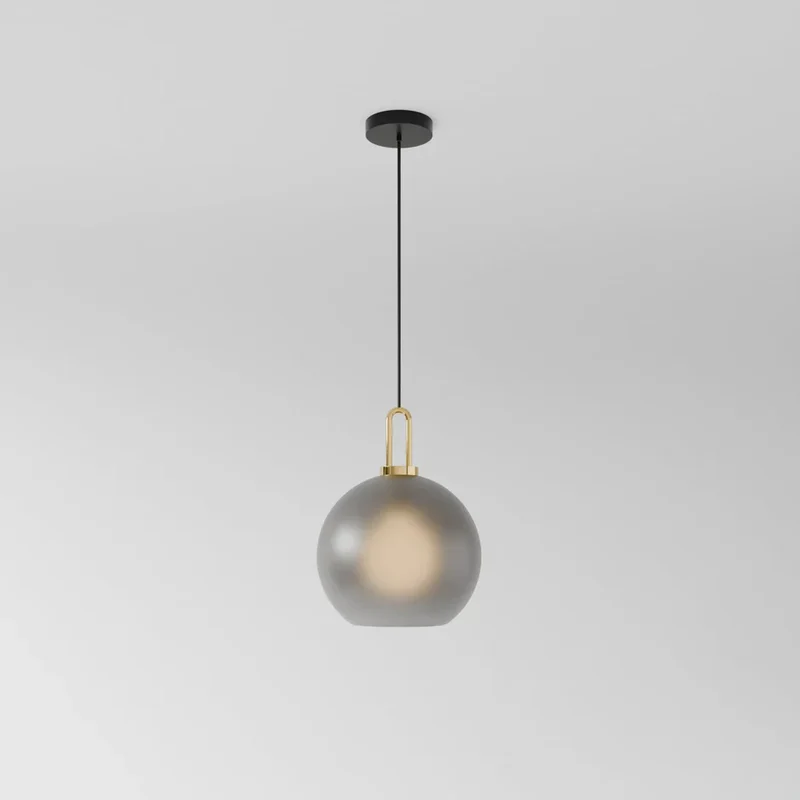 Lumina Glass Accent Light Euroselle With Frosted Gray Or Clear Shade And Brass Details