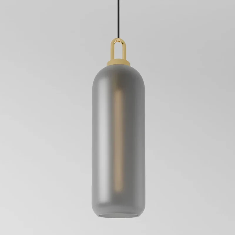 Lumina Glass Accent Light Euroselle With Frosted Gray Or Clear Shade And Brass Details