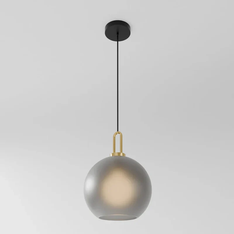 Lumina Glass Accent Light Euroselle With Frosted Gray Or Clear Shade And Brass Details