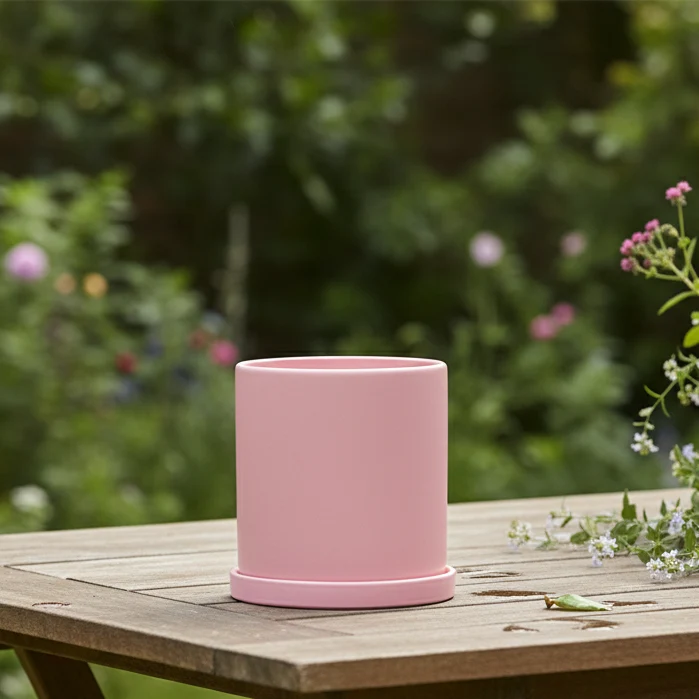 Euroselle White Ceramic Flowerpot With Elegant Minimalist Decor