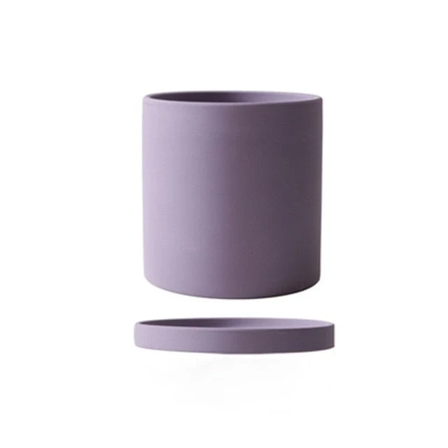 Euroselle White Ceramic Flowerpot With Elegant Minimalist Decor