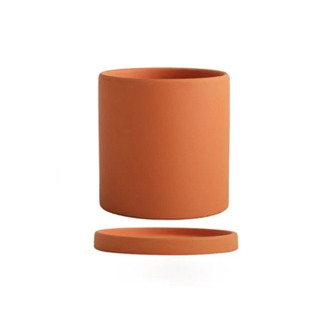 Euroselle White Ceramic Flowerpot With Elegant Minimalist Decor