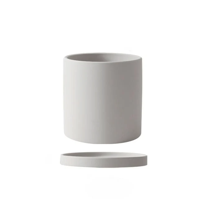 Euroselle White Ceramic Flowerpot With Elegant Minimalist Decor