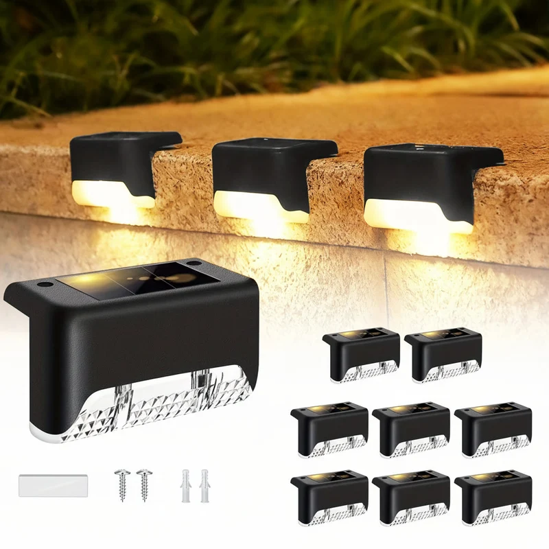 Euroselle 8-Pack Solar Fence And Path Lights Waterproof Garden LEDs