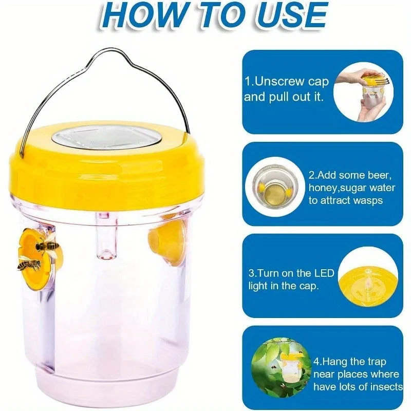 Euroselle Solar Powered Outdoor Wasp And Hornet Trap Set With Integrated Solar Light