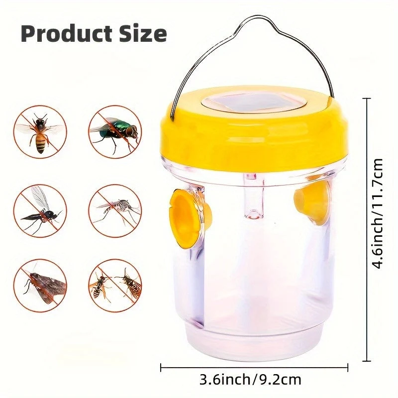 Euroselle Solar Powered Outdoor Wasp And Hornet Trap Set With Integrated Solar Light