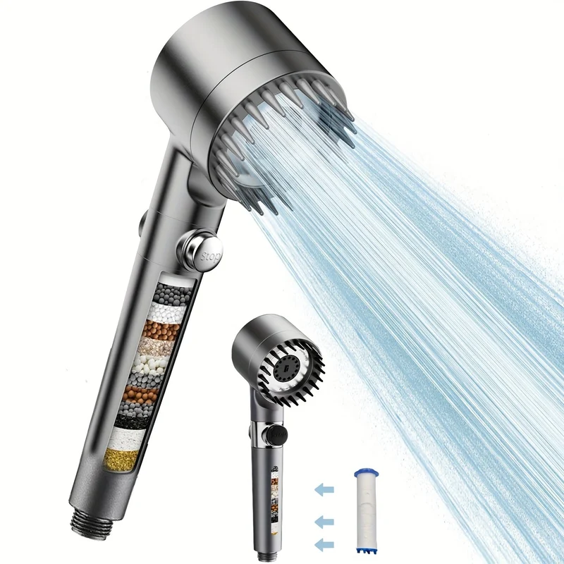 Euroselle Chlorine Reducing Handheld Showerhead With On Off Switch And Skin Care Filter