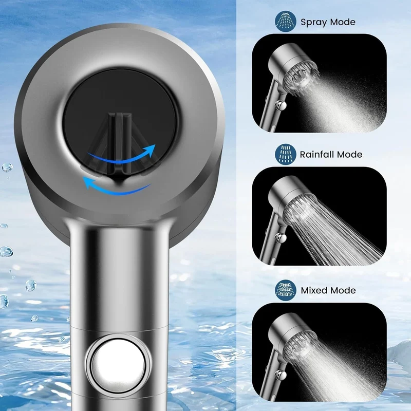 Euroselle Chlorine Reducing Handheld Showerhead With On Off Switch And Skin Care Filter