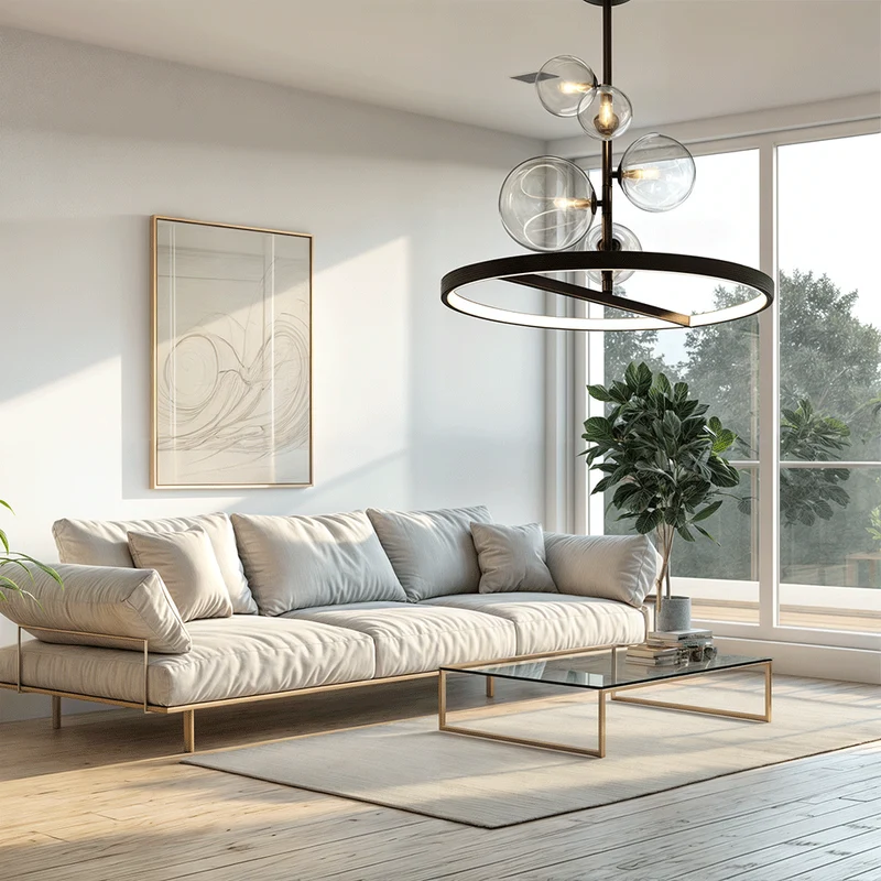 Lucian Bubble Chandelier By Euroselle Aluminum And Hand-Blown Glass Pendant Light
