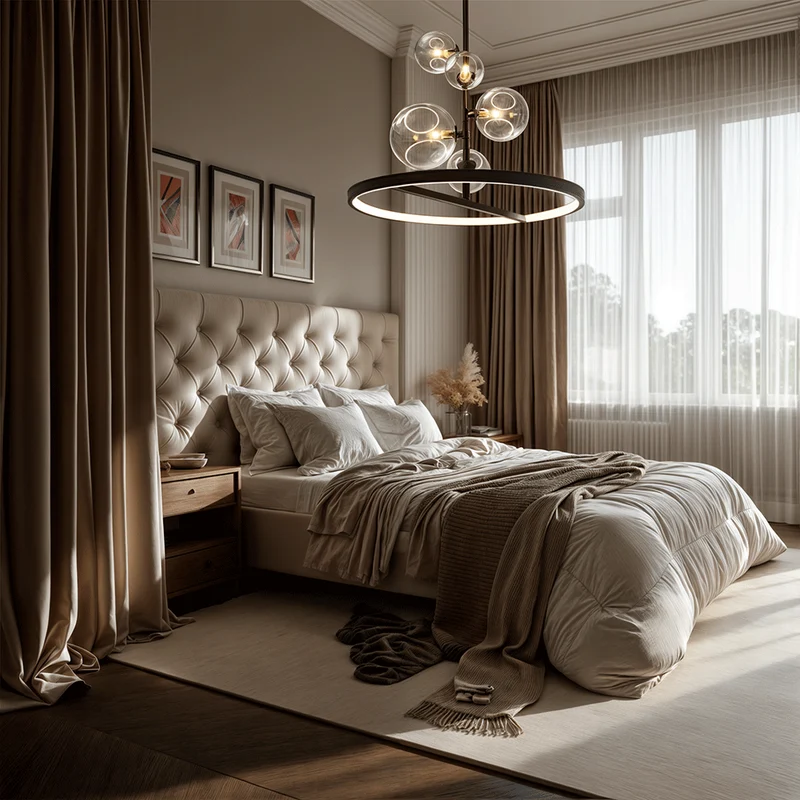 Lucian Bubble Chandelier By Euroselle Aluminum And Hand-Blown Glass Pendant Light