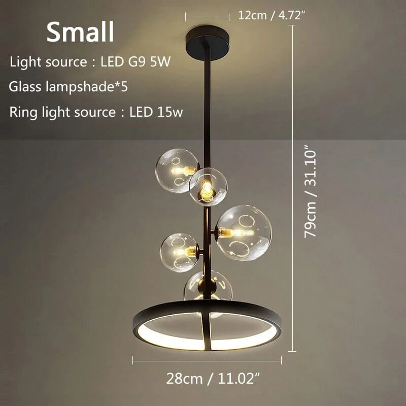 Lucian Bubble Chandelier By Euroselle Aluminum And Hand-Blown Glass Pendant Light