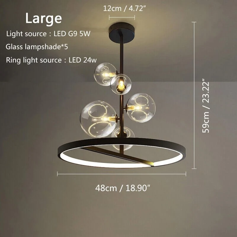 Lucian Bubble Chandelier By Euroselle Aluminum And Hand-Blown Glass Pendant Light