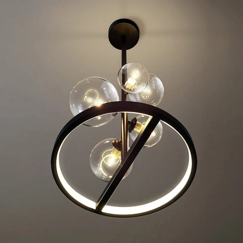 Lucian Bubble Chandelier By Euroselle Aluminum And Hand-Blown Glass Pendant Light