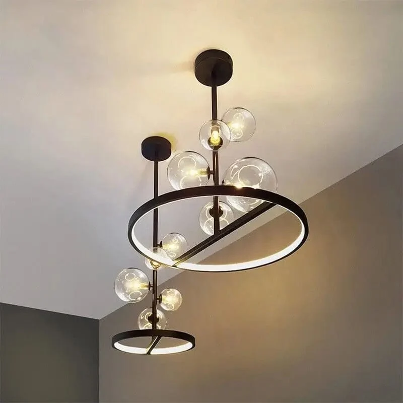 Lucian Bubble Chandelier By Euroselle Aluminum And Hand-Blown Glass Pendant Light