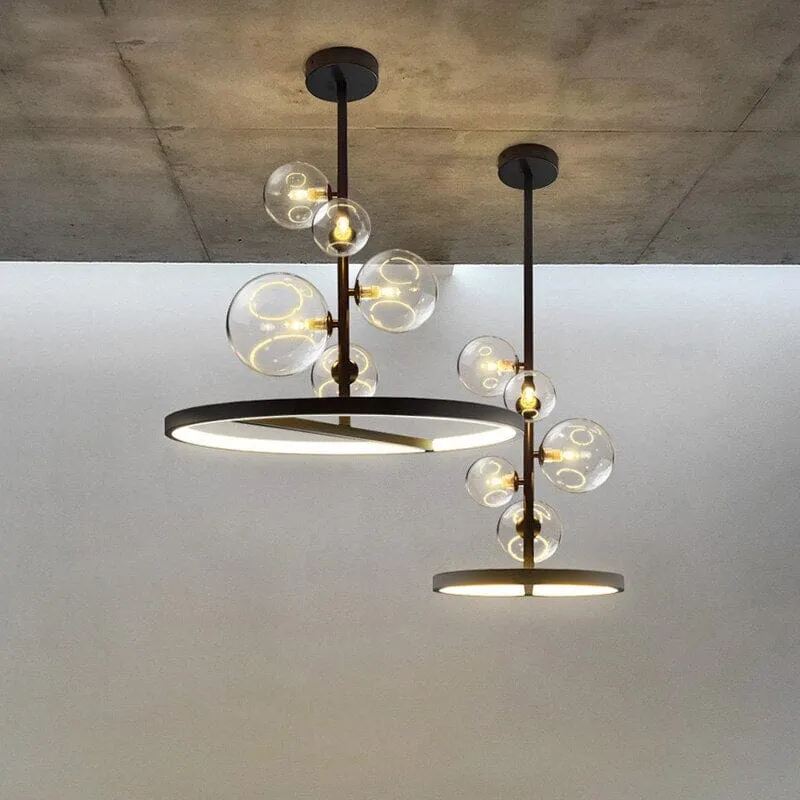 Lucian Bubble Chandelier By Euroselle Aluminum And Hand-Blown Glass Pendant Light