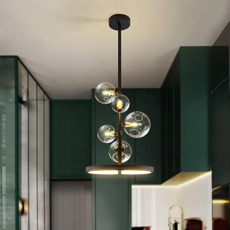 Lucian Bubble Chandelier By Euroselle Aluminum And Hand-Blown Glass Pendant Light